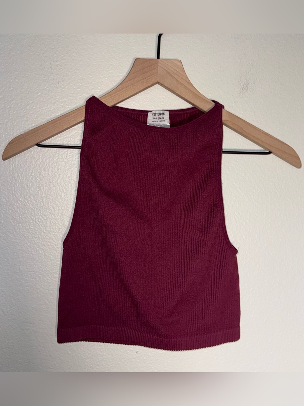 COTTON ON ribbed women’s high neck sleeveless cropped shirt M